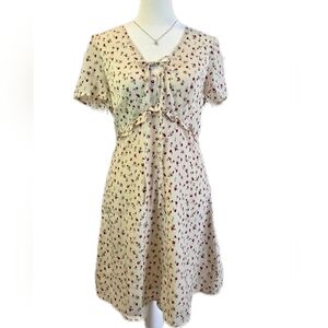 Allegra K Cream Floral Mini Dress